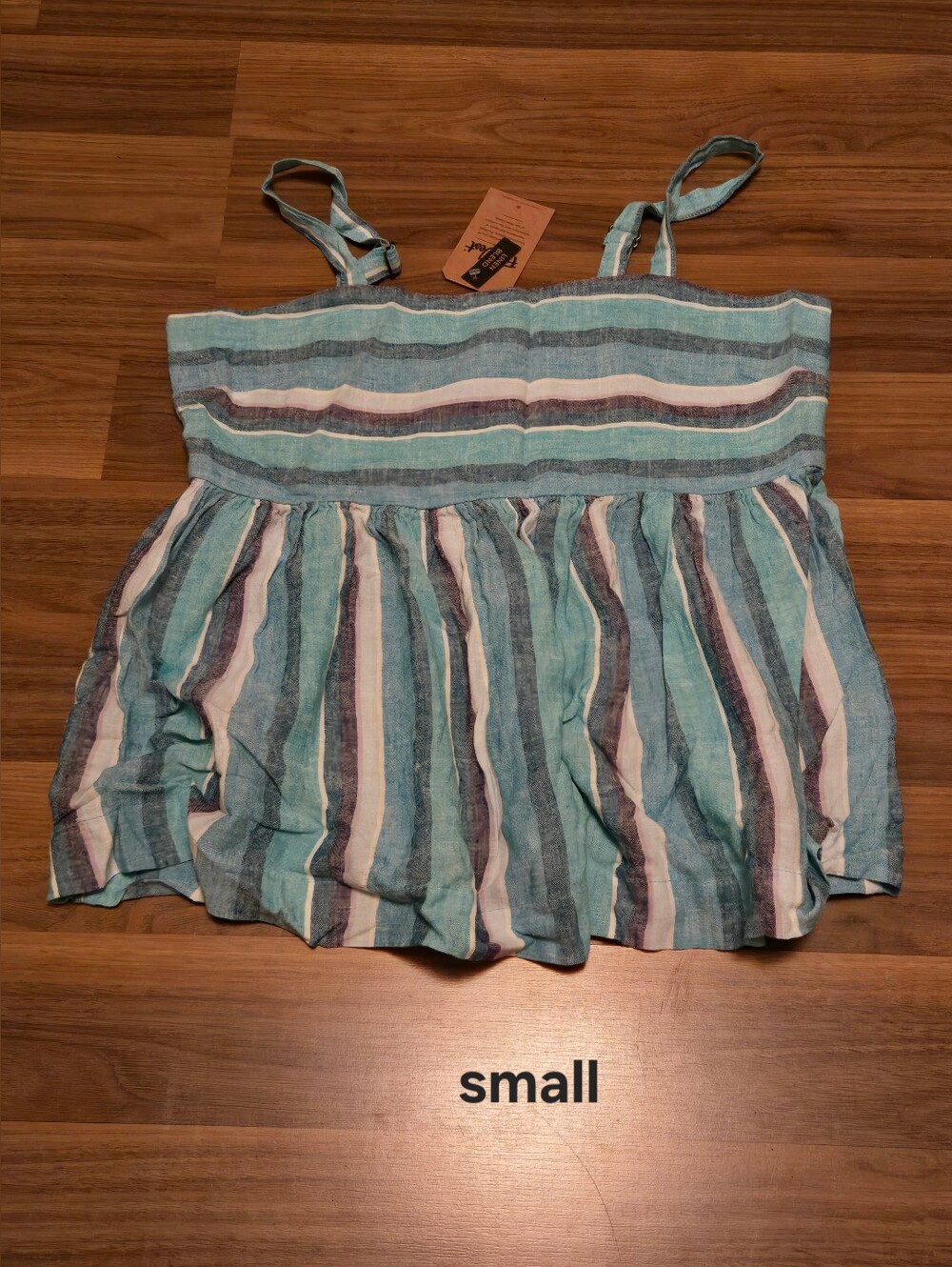 Farwest Striped Blue Sleeveless Women’s Top